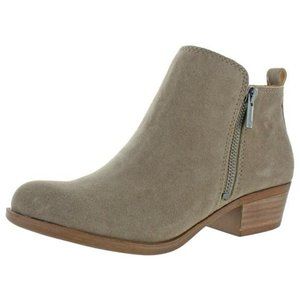 Lucky Brand Womens Basel Taupe Oiled Suede Booties Ankle Boots Shoes